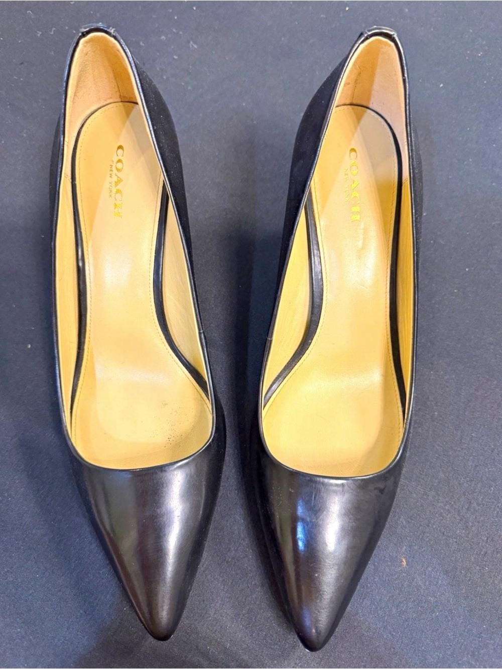 Coach Black Pointed-Toe Leather Pumps